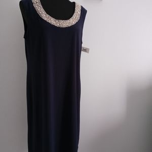 R&M Richards Dress size 14 color blue embellished in the neck  sleeveless  blue